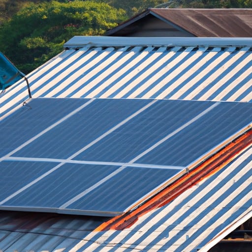 פאנלים סולאריים מותקנים על גגות בתים, מספקים אנרגיה נקייה לקהילה